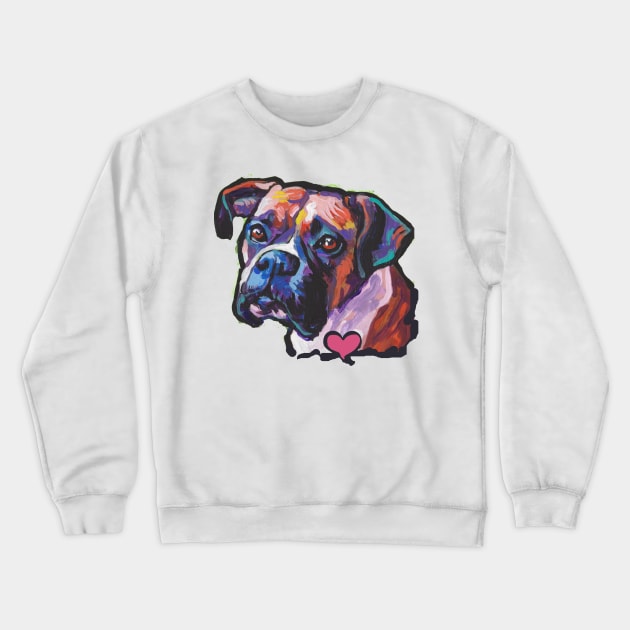 BOXER Dog Bright colorful pop dog art Crewneck Sweatshirt by bentnotbroken11